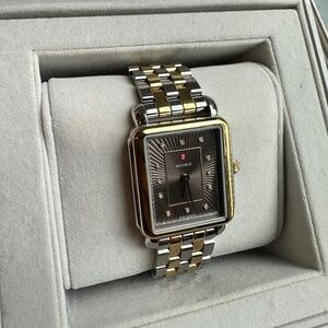 MICHELE Deco II two tone watch
